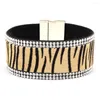 Bangle Charm Bangles For Women Leopard Leather Wrap Bracelet Fashion Bracelets & Pulseira Magnetic Buckle Jewelry Accessories