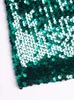 Casual jurken Green V Neck Lawded Stretch Sparkle Parreny Party jurk vloer lengte zeemeermin avondje mouwloos open rug blauw