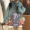 Erkek Hoodies Sonbahar ve Kış artı Polar Hoodie Gevşek Üst Karikatür Graffiti Sıradan kazak trendi