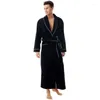 M￤ns s￶mnkl￤der Long Winter Kimono Bathrobe m￤n tjockare flanellrockkl￤nning med fickan nattkl￤nning L￶st korallfleece intim underkl￤der