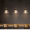 Lampy wiszące Vintage geometryczne Trójkąt Trójkąt szklany wisząca lekka Nodic Countryside E27 lampa do restauracji kawiarnia kawiarnia el