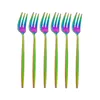 Dinnerware Sets 6Pcs Fruit Fork Luxury Stainless Steel Rose Gold Matte Cake Forks Lovely Mini Used For In Party Snail Restaurant