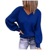 Men's T Shirts Fashion Women's Loose V-Neck Solid Color Pullover Blouse Casual Knit Sweater Playera Tee Shirt Femme