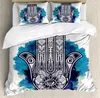 Set di biancheria da letto Copripiumino mandala Poliestere Mano di Hamsa con occhio interno Immagine Occhi diabolici ti benedica Set di decorazioni per stampe artistiche orientali orientali