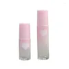 Lagringsflaskor 5 ml 10 ml rosa rull på flaska för eterisk oljetoner Lipgloss Nature Rose Quartz Roller Ball 10st P348