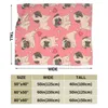 Blankets Soft Warm Flannel Blanket Funny Cartoon Pugs Puppies Pink Print Travel Portable Winter Throw Thin Bed Sofa