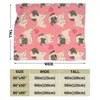 Couvertures doux chaud flanelle couverture drôle dessin animé carlins chiots rose impression voyage Portable hiver jeter mince lit canapé