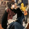 Men's Sweaters Cartoon O-neck Sweater Men Oversized 2022 Autumn Winter Japanese Grunge Preppy Style Casual Loose Trend