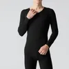 Sous-vêtements thermiques pour hommes, costume en velours sans couture, col en v, pantalon Long chaud givré, automne et hiver