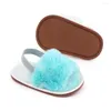 Premiers marcheurs bébé bébé sandales filles chaussures en peluche semelle souple fausse fourrure appartements tout-petits Prewalker pantoufles avec sangle arrière élastique Bor