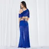 Stage Wear Modal Performance Belly Dance Lace Elegant Inclined Shoulder Girl 2pcs Long Skirt Dresses Costumes