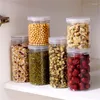 Lagringsflaskor Cylindrical Sealed Jar Kitchen Organizer med lock vid öppningsflaska för torr mat jordnötspulver godisbönmutter