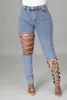 Jeans da donna 2022 moda donna sexy skinny gamba larga punk pantaloni cargo in denim casual larghi streetwear pantaloni lunghi marea