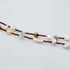 Link armbanden Natural Pearl armband Meerlagige granaat Garnet Handgemaakte sieraden Verstelbare damesbetrokkenheid