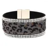 Bangle Charm Bangles For Women Leopard Leather Wrap Bracelet Fashion Bracelets & Pulseira Magnetic Buckle Jewelry Accessories