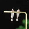 Dangle Earrings Selling Natural Hand-carved White Jade 925 Silver Gufajin Inlaid Studs Fashion Jewelry Women Luck Gifts1