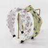 Fashion Spring Head Band Printed Flower Green White Color Chiffon Hair Hoop Headbands Ethnic Hair Accessories For Women Girls