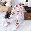 Women Socks 573B Gothic Punk Anime Thigh High Stockings Harajuku Japanese Style Cross Strawberry Printed Lolita Kawaii Cosplay Over