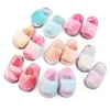 Premiers marcheurs bébé bébé sandales filles chaussures en peluche semelle souple fausse fourrure appartements tout-petits Prewalker pantoufles avec sangle arrière élastique Bor