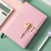 A5 Pink Password Book с блокировкой ноутбука сгущенным блокнотом творческая защелка в форме сердца милые девушки любят дневник