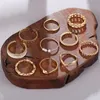 Vintage Gold Color Geometric Heart Circle Joint Cluster Rings Set for Women Minimalist Metal Knuckle Ring Jewelry 10pcs/set