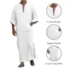 Men's Sleepwear 2022 Muslim Men's Shirt Plus Size Casual Loose Long Sleeves Male Pocket Arab Fashion Cotton And Linen Button Plain Robes