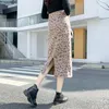 Skirts Women Winter Spring High Waist Split Leopard Print Long Skirt O2533