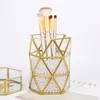 Storage Boxes Metal Copper Geometric Makeup Brush Cartridge Retro Pack Bottle Glass Box Office Pen Holder