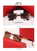 Car t ierss 2023 Vintage-Sonnenbrille, randlos, quadratisch, Damen-Sonnenbrille, Modedesigner-Sonnenbrille, Luxus-Sonnenbrille mit goldenem Rahmen, UV400, Farbverlauf 2460