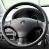 Steering Wheel Covers Hand Sew Black Artificial Leather Car Cover For 206 2003 2004 2005 2006