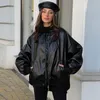 Damesvesten zwarte jas jassen vrouw herfst winter 2022 dameskleding luxe stijl mode faux bont jas zip leer stijlvol