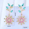 Boucles d'oreilles pendantes GODKI tournesol à la mode pour les femmes mariage Miami broche chaîne cubaine lien cubique zircone CZ ensemble chaînes Hip Hop