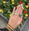 Anneaux de mariage faits à la main amoureux Infinity bande Zircon anneau couleur argent fiançailles pour femmes hommes 4mm cristal Bijoux