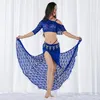 Stage Wear Modal Performance Belly Dance Lace Elegant Inclined Shoulder Girl 2pcs Long Skirt Dresses Costumes