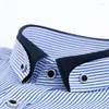 Men's Casual Shirts Mandarin Bussiness Formal For Men Chinease Stand Collar Solid Plain White Dress Shirt Regular Fit Long Sleeve Male Tops
