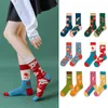 Women Socks Trend AB Cotton High Tube Personality Female Creative Cartoon Small Flowers Autumn And Winter Stockings 1pc