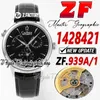 ZF CF1428421 Master Geographic GMT MENS Watch Real Power Reserve A939A/1 Automatyczna obudowa ze stali nierdzewnej Czarna skórzana skórzana Pasek Super Edition Watches