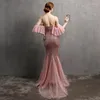 Casual jurken aoottii 2022 roze off -schouder feestjurk vrouwen sexy riem lawin avond lang prom 18272