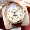 New 5396R-012 Grand Complications Calendar Automatic Mens Watch Rose Gold Case White Dial Moon Phase Watches Brown Leather HWPP He237u