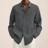 Casual shirts voor heren Tech Men Mannelijk Zomer Linnen Solid Loose Shirt Heren Sluit de kraag lang zwaar zwaargewicht T af