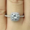 Wedding Rings Silver Color Ring Round Natural 1 Carat Zirconia Zircon Women No Fade Allergy Free Jewelry