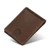 Ultra Thin RFID ￤kta l￤der herrpl￥nbok fritid Crazy Horse Man Money Clip Multi Card Holder Business Mens Purse 45251G