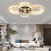 Plafoniere Ventilatori LED nordici con anelli per soggiorno camera da letto Cerchio lampada moderna