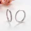 Hoop Earrings TONGZHE Korean Shinning Crystals For Women 925 Sterling Silver Pink Zircons Girls Statement Jewelry Brinco