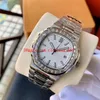 Orologio da uomo Nuovo oro bianco 18 carati Nautilus 5711 Baguette Diamond Watch Bracciale in acciaio 40mm Movimento meccanico automatico240h