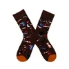 Chaussettes unisexes pour femmes, Illustration rétro drôle, Design, peinture murale artistique, motif à l'huile abstrait, Skateboard pour hommes heureux