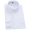 Men's Casual Shirts Mandarin Bussiness Formal For Men Chinease Stand Collar Solid Plain White Dress Shirt Regular Fit Long Sleeve Male Tops