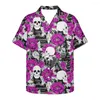 Casual shirts voor heren Samoa Polynesische stammen Mannen Ademend V Nek Korte mouw Shirt Aanken Hawaii Skelet Druk Summer Beach Blouse