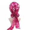 Abbigliamento etnico Donne musulmane Hijab Sciarpa interna Turbante in raso Bowknot Avvolgere la testa Beanie Cofano Foulard Chemio Cap Copricapo Coda lunga