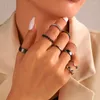 Trouwringen Zwarte kleuren Vrouwen Ring Set Punk Cool Anillos Vintage Crystal Joint Sets Sex Accessoires Sieraden Geschenken Party